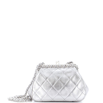 Chanel Vintage Chain Kisslock Frame Bag Quilted Lambskin Small