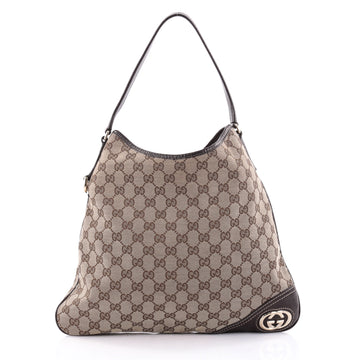 Gucci New Britt Hobo GG Canvas Medium Brown 2366301
