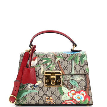 Gucci Padlock Top Handle Bag Tian Print GG Coated Canvas Small