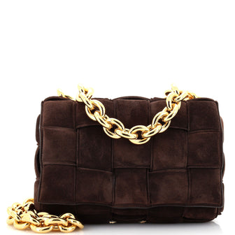 Bottega Veneta Cassette Chain Crossbody Bag Padded Maxi Intrecciato Suede