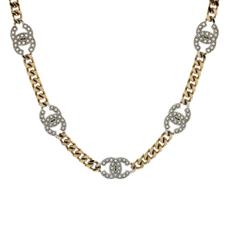 Chanel CC Link Choker Necklace Metal with Crystals