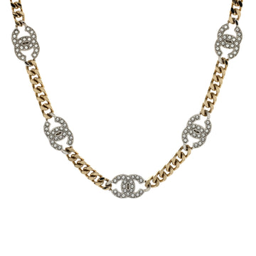Chanel CC Link Choker Necklace Metal with Crystals