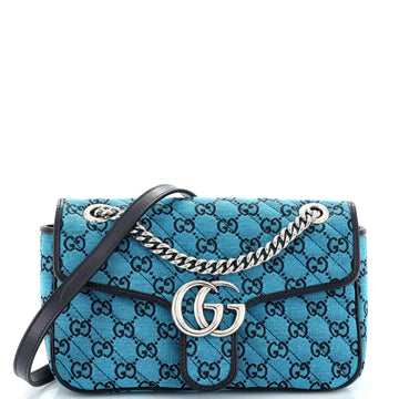 Gucci GG Marmont Flap Bag Diagonal Quilted GG Canvas Small