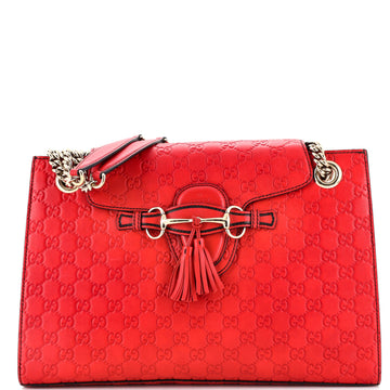 Gucci Emily Chain Flap Shoulder Bag Guccissima Leather Large