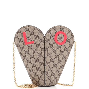 Gucci Valentine's Day Chain Heart Bag Printed GG Coated Canvas Small