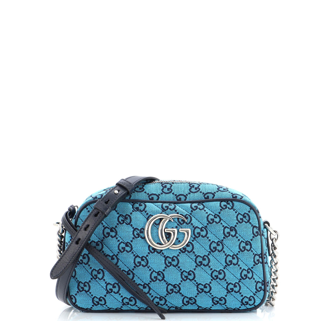 Gucci Multicolor GG Diagonal Quilted Canvas Marmont Small Camera Bag