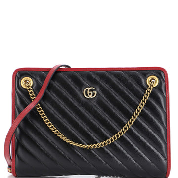 Gucci GG Marmont Accordion Shoulder Bag Diagonal Quilted Leather Medium