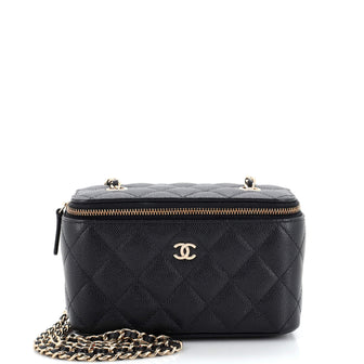 Chanel Classic Vanity Case with Chain Quilted Caviar Small
