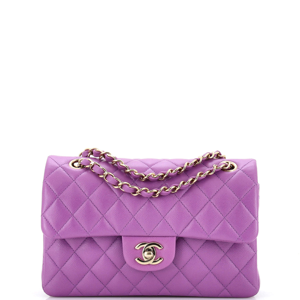 Chanel Classic Double Flap Bag Quilted Caviar Small Purple 2368761