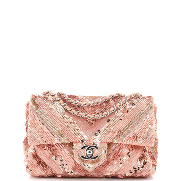 Chanel CC Flap Bag Chevron Sequins Mini
