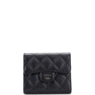 Chanel CC Compact Classic Flap Wallet Quilted Caviar Black 2369214
