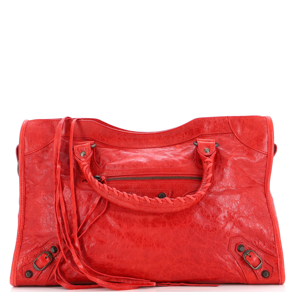 Balenciaga City Classic Studs Bag Leather Medium Red 2369331