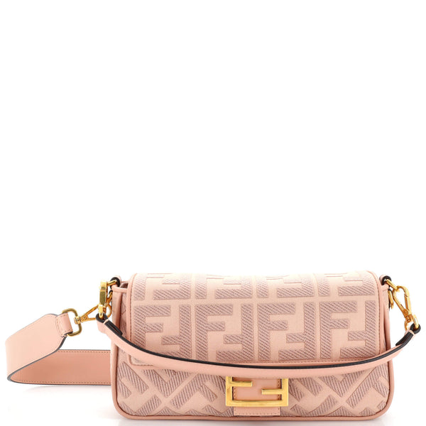 Fendi Baguette NM Bag Zucca Embroidered Canvas Medium Pink 2308361