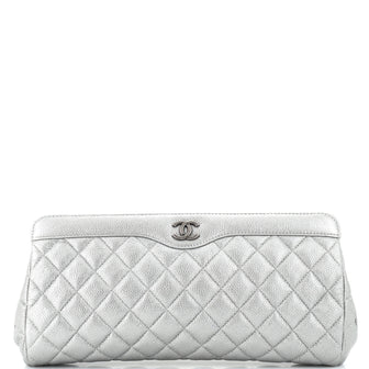 Chanel CC Frame Clutch Quilted Caviar Large