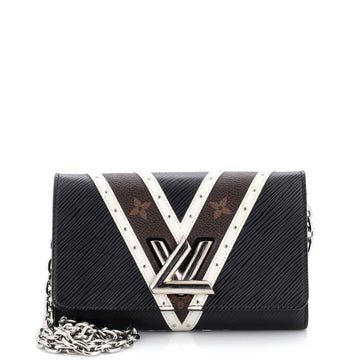 Louis Vuitton Twist Chain Wallet Epi Leather with Monogram Canvas and Studded Leather