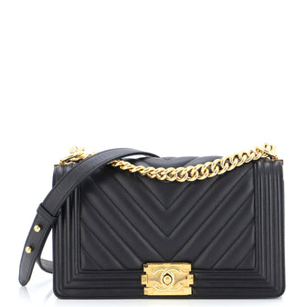 Chanel Boy Flap Bag Chevron Lambskin Old Medium