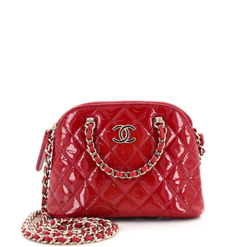Chanel CC Dome Zip Crossbody Bag Quilted Patent Mini