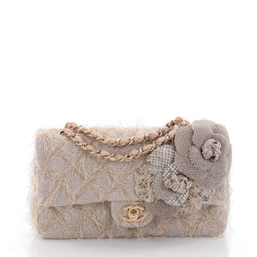Chanel Camellia Classic Single Flap Bag Quilted Burlap 2370103
