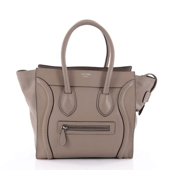 Celine Luggage Handbag Grainy Leather Micro Neutral 2370401