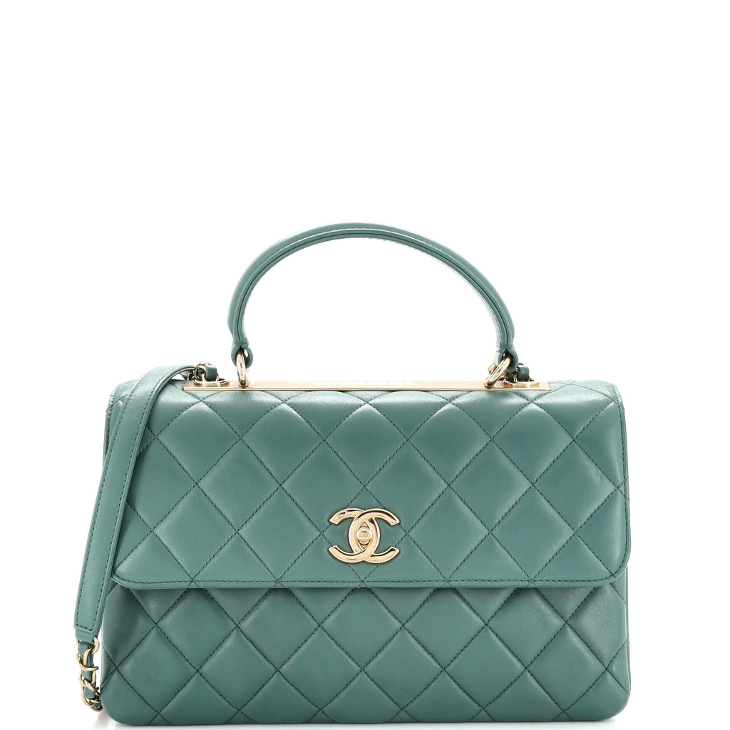 Chanel Trendy CC Top Handle Bag Quilted Lambskin Medium Green