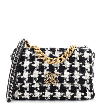 Buy pre-owned CHANEL Maxi 19 Flap Bag Black/White Tweed