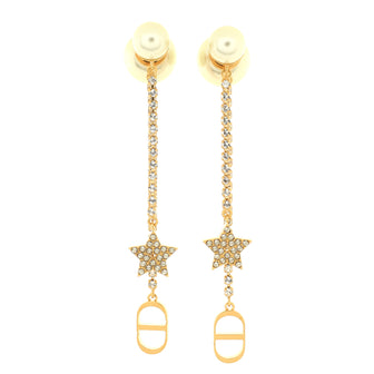 Christian Dior Tribales Dangle Star Earrings Metal with Faux Pearls and Crystals