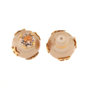 Christian Dior Multi Charm Tribales Stud Earrings Metal and Faux Pearls with Crystal