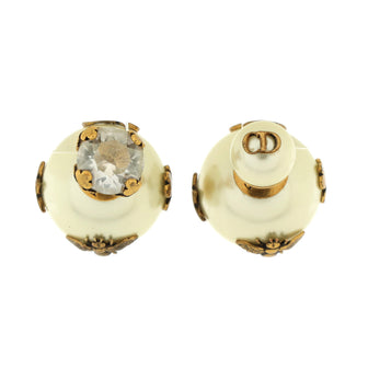 Christian Dior Multi Charm Tribales Stud Earrings Metal and Faux Pearls with Crystal