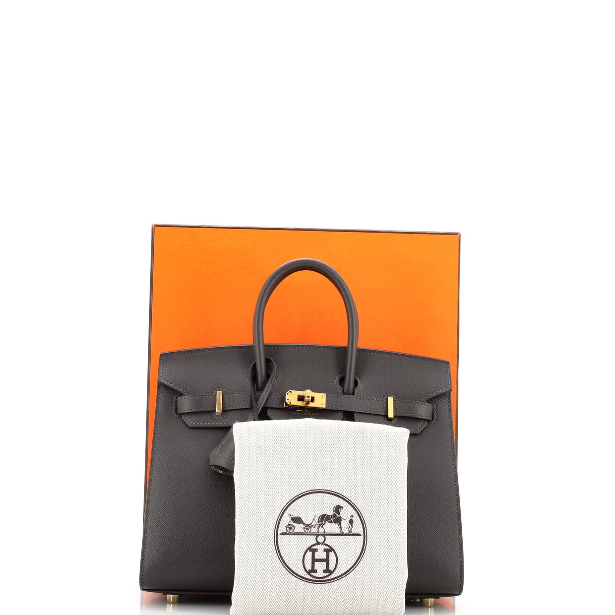 Hermes Birkin Sellier Bag Grey Madame with Gold Hardware 25 Gray 2370901