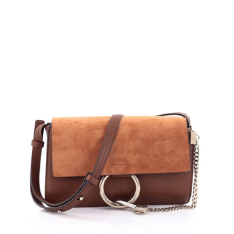 Chloe Faye Shoulder Bag Leather and Suede Small Brown 2371001