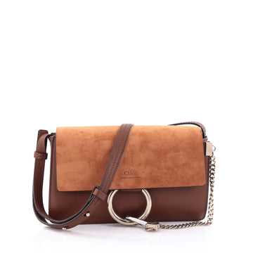 Chloe Faye Shoulder Bag Leather and Suede Small Brown 2371001