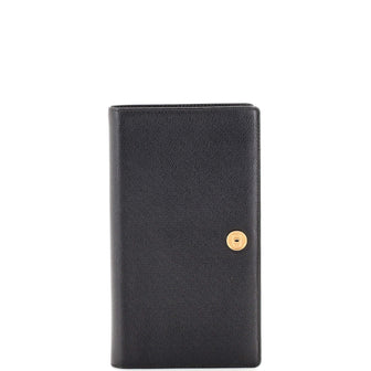 Chanel CC Button Bi-Fold Wallet Leather Long Black 2371061