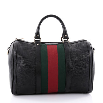 Gucci Vintage Web Boston Bag Leather Medium Black 2371101