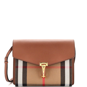 Burberry Macken Crossbody Bag Leather and House Check Canvas Small