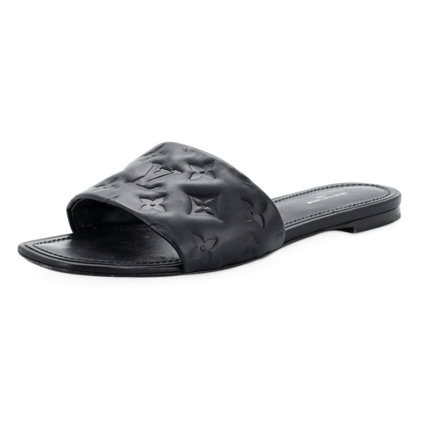 Louis Vuitton Women's Revival Mule Sandals Monogram Embossed Leather Black