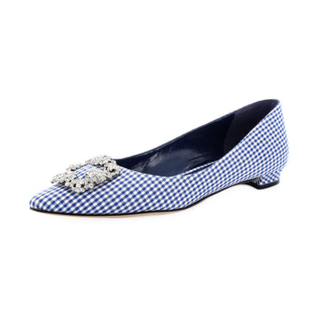 Manolo Blahnik Women's Hangisi Flats Gingham Canvas