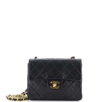Chanel Vintage Square Classic Single Flap Bag Quilted Lambskin Mini