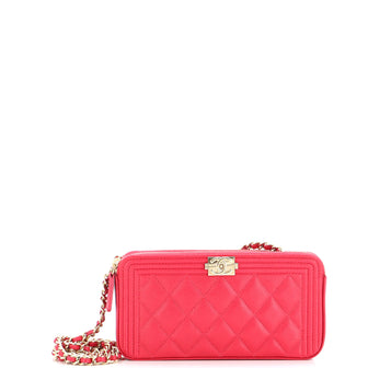Chanel Boy Double Zip Clutch with Chain Quilted Caviar