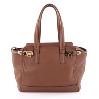 Salvatore Ferragamo Verve Tote Leather Medium Brown 2371801