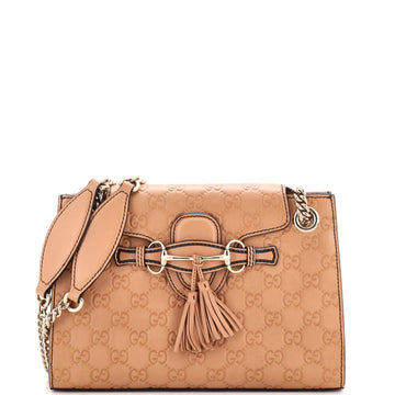 Gucci Emily Chain Flap Shoulder Bag Guccissima Leather Small