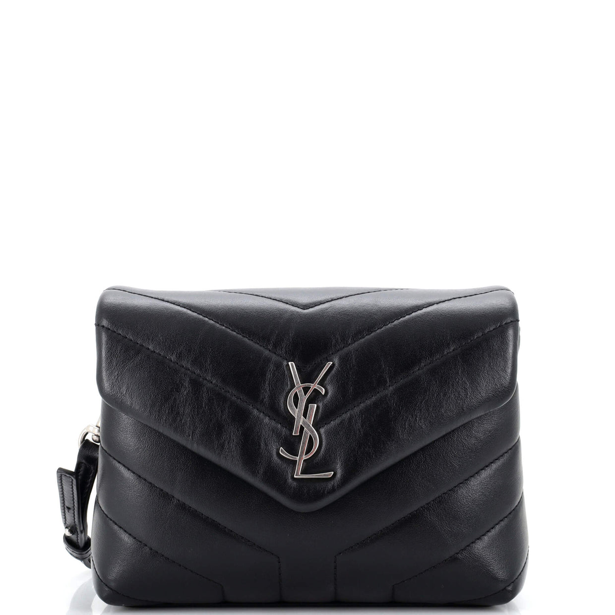 Saint Laurent Loulou Shoulder Bag Matelasse Chevron Leather Toy Black