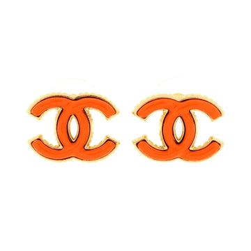 Chanel CC Stud Earrings Metal with Enamel