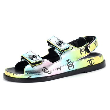 Chanel Women's Velcro Dad Sandals Printed Laminated Leather