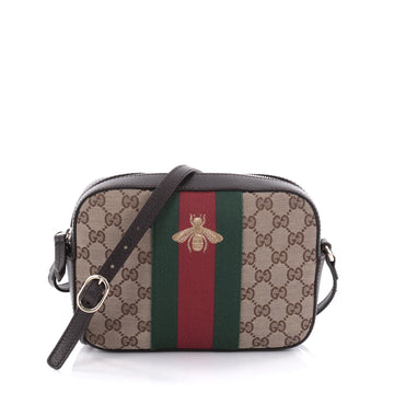 Gucci Bee Web Camera Bag GG Canvas Brown 2373201