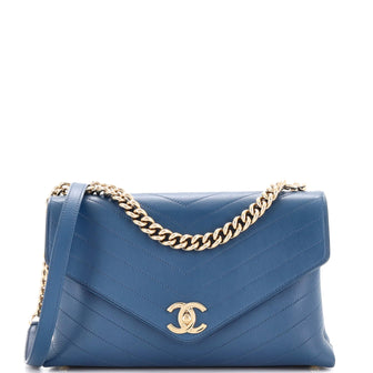 Chanel Coco Chevron Flap Bag Stitched Calfskin Medium