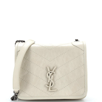 Saint Laurent Niki Chain Wallet Matelasse Chevron Leather