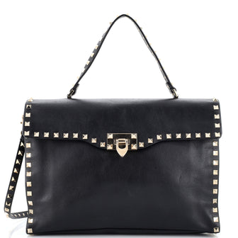 Valentino Garavani Rockstud Convertible Top Handle Bag Leather Medium