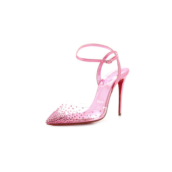 Christian Louboutin Women's Spikaqueen Slingback Pumps Embellished PVC and Leather 100