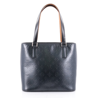Louis Vuitton Mat Stockton Handbag Monogram Vernis Blue
