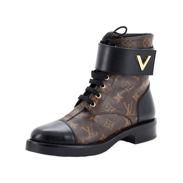 Louis Vuitton Women's Territory Flat High Ranger Boots Canvas and Leather  Black 1721091